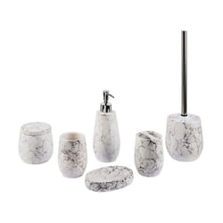 Lot de 6 accessoires de salle de bain en céramique blanche CALLELA