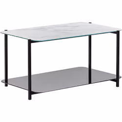 Table d'appoint rectangulaire. Complétez le look de votre salon avec cette table basse au look moderne. Son plateau blanc à e ...