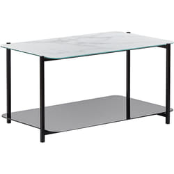 Beliani - Table Basse Moderne Rectangulaire Effet Marbre Pieds en Métal Blanc et Noir Gloster