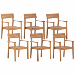 Lot de 6 chaises de jardin bois clair FORNELLI