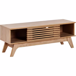Support télé au style rétro avec porte coulissante. Ce superbe meuble TV en MDF de haute qualité s'intégrera parfaitement à l ...