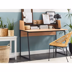 Bureau à domicile avec étagère 120 x 59 cm bois clair et noir GORUS - BELIANI - Scandinave - Moderne