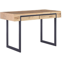 Beliani - Bureau à Domicile avec 2 tiroirs 120 x 55 cm Cadre en Acier Bois Clair et Noir Vida