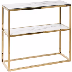 Table d'appoint glamour avec étagère. Apportez une touche de style glamour à votre salon ou à votre entrée avec cette élégant ...