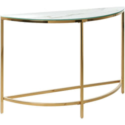 Console Glamour Finition Moderne Effet Marbre avec Patins aux Pieds 78x111x36cm Orita