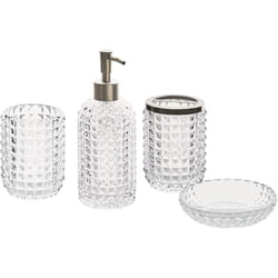 Beliani - Accessoires de Salle de Bain en Verre Transparent 4 Pièces Glamour et Fonctionnel Tapia