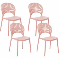 Ensemble de chaises pour intérieur et extérieur. Ces chaises, dotées d'un dossier incurvé et de couleur rose, apporteront fon ...