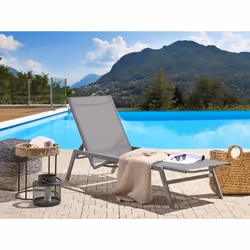 Transat de jardin en acier et textile gris VERNAZZA