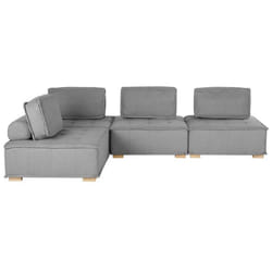 Canapé dangle modulable 4 places en tissu gris TIBRO