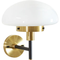 Lampe Murale Rétro en Acier Noir et Verre Blanc avec Accents Dorés et Interrupteur à Tirette Minija