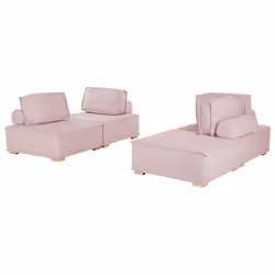 Ensemble canapés modulables 4 places rose TIBRO