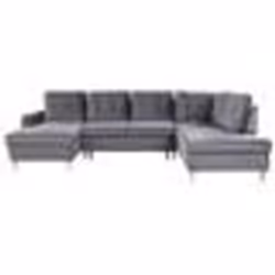 Canapé dangle convertible en velours gris avec rangement LERUM