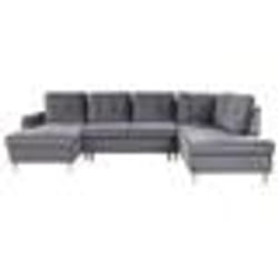 Canapé dangle convertible en velours gris avec rangement LERUM