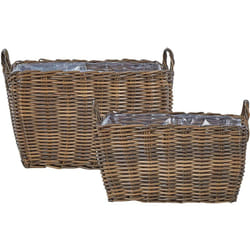 Beliani - Lot de 2 Paniers à Fleurs d'Extérieur pour Plantes Cousus en Polyrotin Marron Ormos