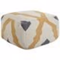 Pouf en laine beige et jaune ZEUGMA