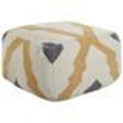Pouf en laine beige et jaune ZEUGMA