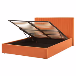 Lit avec coffre en velours orange 160 x 200 cm VION
