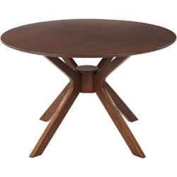 Beliani - Table de Repas Ronde ø120 cm Effet Bois Sombre Finition Laquée Style Rétro Tymis