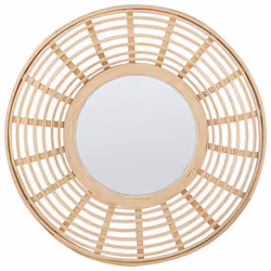 Miroir mural rond en bambou ø 60 cm naturel HANUA