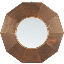 Miroir Suspendu Moderne avec Cadre en Bois Rond ø 60 cm Marron Foncé Asem