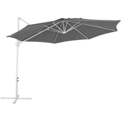 Beliani - Parasol de Jardin ⌀ 2,95 m en Aluminium et Tissu Polyester Gris Foncé et Blanc Octogonal Savona ii