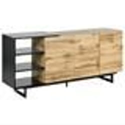 Commode avec 3 tiroirs en MDF bois clair et noir FIORA