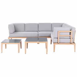 Ensemble de jardin 6 places en aluminium et tissu gris clair RIMA III