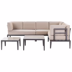 Ensemble de jardin 6 places en aluminium et tissu beige RIMA III