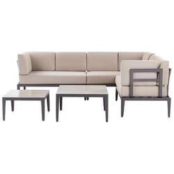 Ensemble de jardin 6 places en aluminium et tissu beige RIMA III