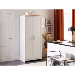 Armoire blanche à 2 portes SELLIN - BELIANI - Scandinave - Moderne - Aspect bois - Battante - Chambre