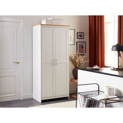 Armoire blanche à 2 portes SELLIN - BELIANI - Scandinave - Moderne - Aspect bois - Battante - Chambre