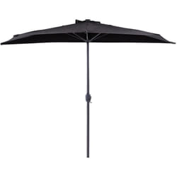 Parasol de Jardin Semi Circulaire Ombrage 270 cm en Polyester Noir Galati