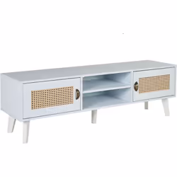 Meuble télévision avec façade en polyrotin. Ce meuble TV fonctionnel sera une pièce parfaite dans votre salon ou dans votre c ...