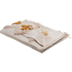 Beliani - Couvre-Lit en Coton Beige et Jaune à Motif Géométrique de Style Rustique Boho Très Doux Adoni