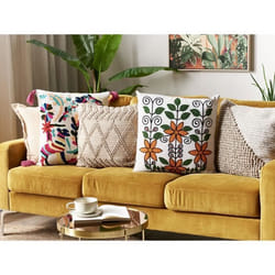 Coussin en coton à motif floral multicolore 50 x 50 cm VELLORE