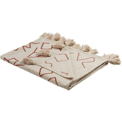Beliani - Plaid en Coton Cousu Fait Main avec Glands 130 x 180 cm Beige et Rouge Anand