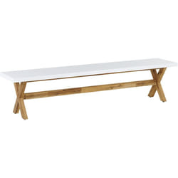 Beliani - Banc de Jardin en Fibre-Ciment et Pieds en Bois 3 Places Blanc Olbia