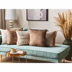 Lot de 2 coussins en velours 45 x 45 cm marron POPPY