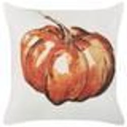 Coussin en velours avec motif citrouille 45 x 45 cm beige et orange CURBITA