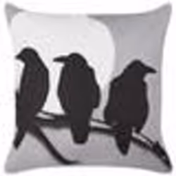 Coussin en velours avec motif corbeaux 45 x 45 cm gris ORADEA