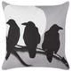 Coussin en velours avec motif corbeaux 45 x 45 cm gris ORADEA