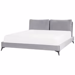 Lit double en velours gris 180 x 200 cm MELLE