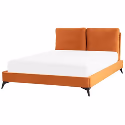 Lit double en velours orange 140 x 200 cm MELLE