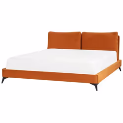 Lit double en velours orange 180 x 200 cm MELLE