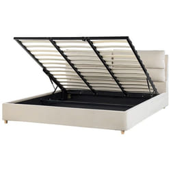 Lit avec coffre en velours beige clair 180 x 200 cm BATILLY