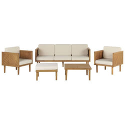 Salon de jardin 5 places en bois dacacia beige clair BARATTI