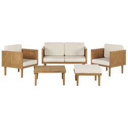 Salon de jardin 4 places en bois dacacia beige clair BARATTI