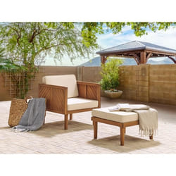 Fauteuil de jardin avec ottoman en bois dacacia blanc BARATTI