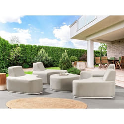 Ensemble de canapés de jardin 4 places en aluminium gris clair - BELIANI - FABRO - Moderne - Rond - Urbain