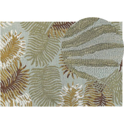 Tapis en Laine Rectangulaire à Motif de Plantes 160 x 230 cm Bouclé Vert et Bleu Vize